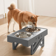 Adjustable Height And Large Capacity Stainless Steel Dog Food Bowl