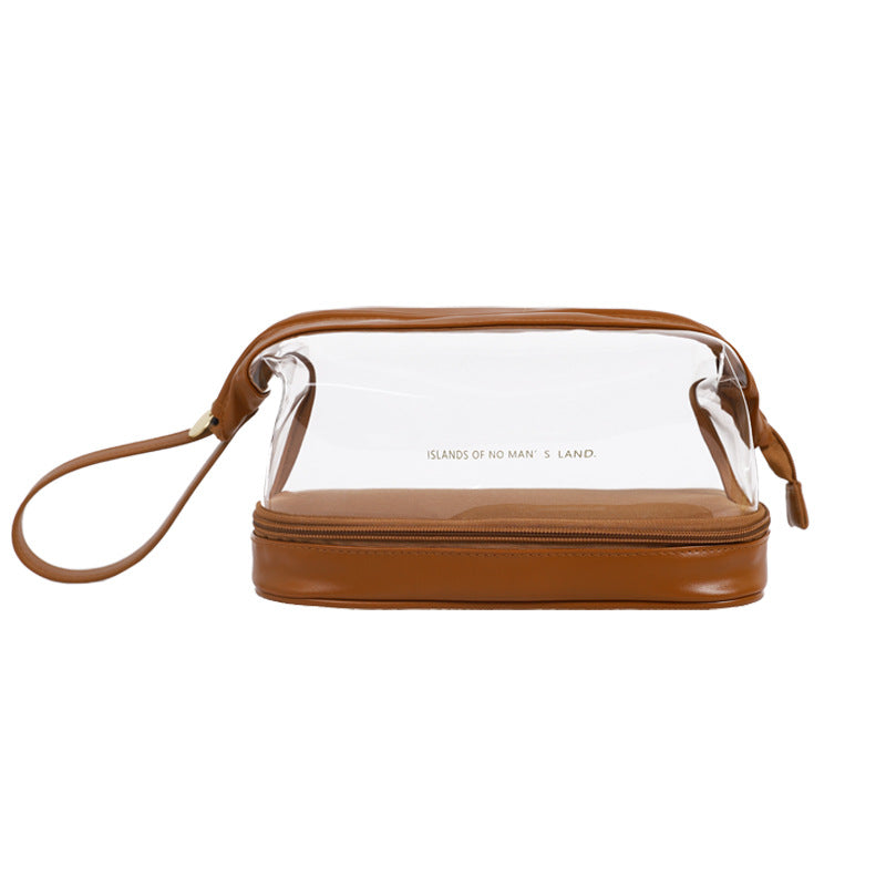 Chic Double Layer Transparent Cosmetic Bag: Elevate Your Makeup Game!