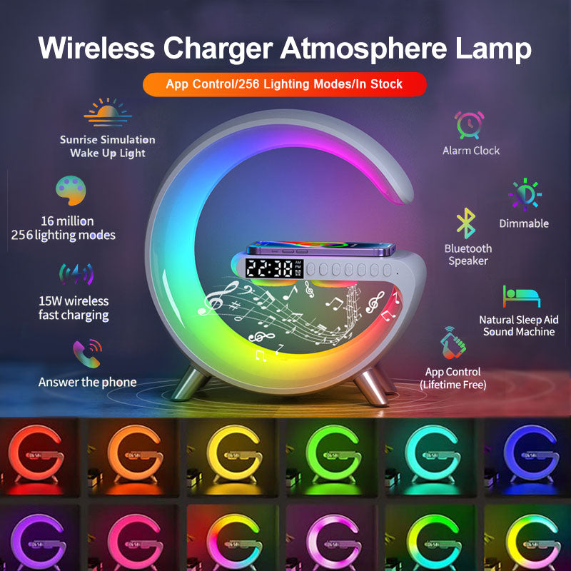 2023 New Intelligent smart LED Lamp Bluetooth Speaker Wireless Charger Atmosphere Lamp App Control For Bedroom Home Decor