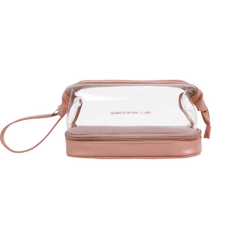 Chic Double Layer Transparent Cosmetic Bag: Elevate Your Makeup Game!