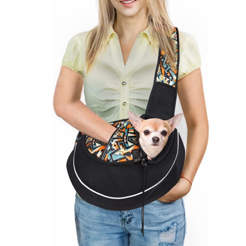 Adjustable Oxford Pet Sling Carrier for Small to Medium Dogs & Cats - Breathable & Secure - Black