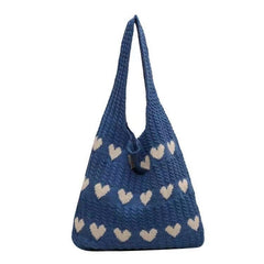 Fashion Large Capacity Heart-Shaped Knitted Shoulder Tote Bag