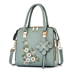 Fashion Flowers Embroidered Handbag | Women's Shoulder Messenger Bags in PU