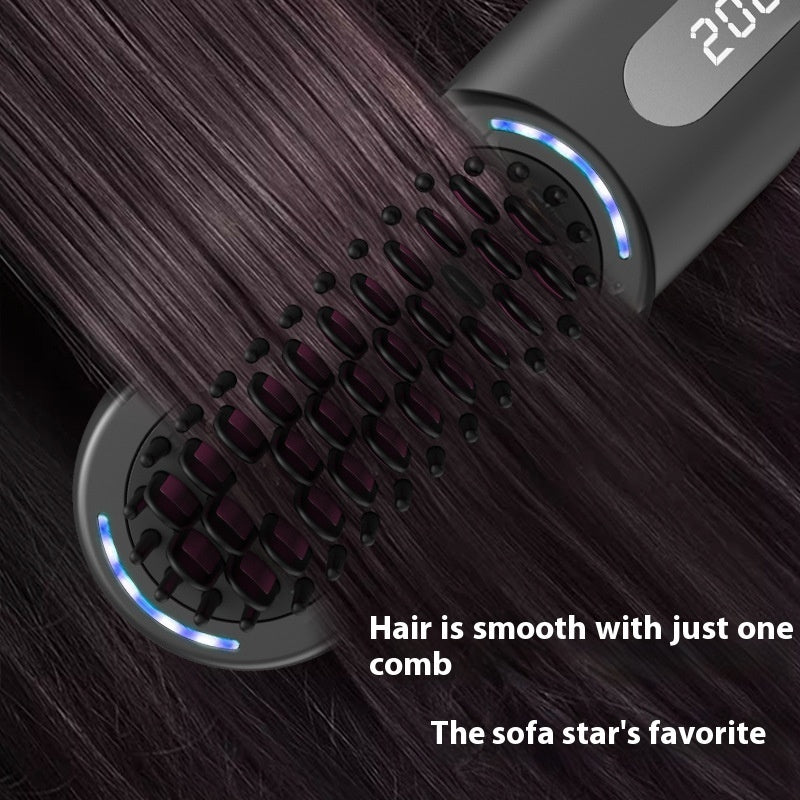 Wireless Hair Straightening Comb with Blue Light Hair Care