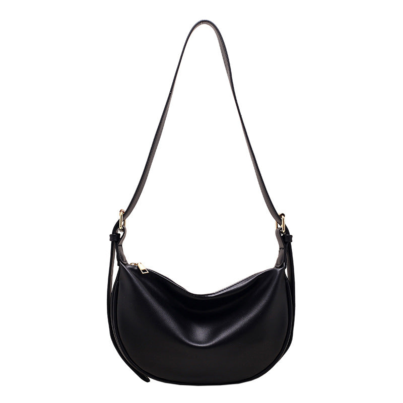 Moon Shape Underarm Bag Solid Color Small Shoulder Messenger Bag