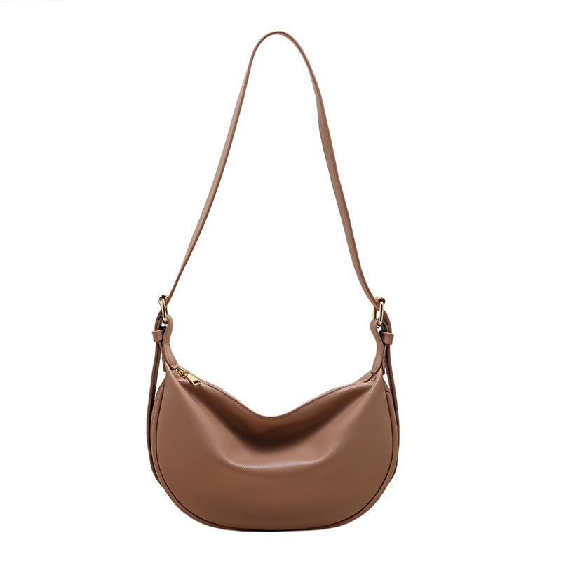 Moon Shape Underarm Bag Solid Color Small Shoulder Messenger Bag