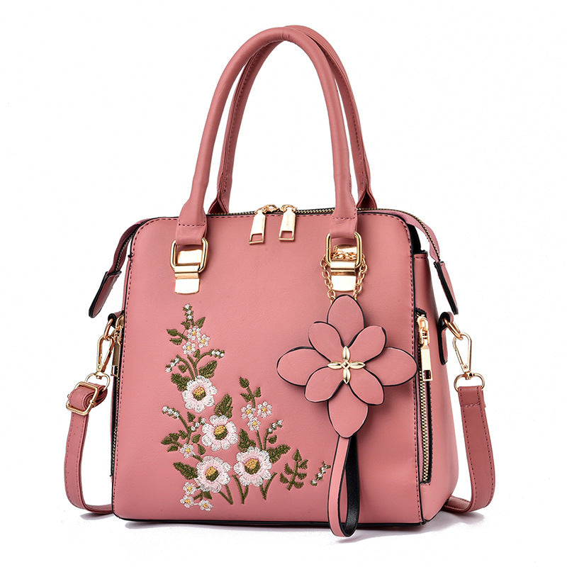 Fashion Flowers Embroidered Handbag | Women's Shoulder Messenger Bags in PU