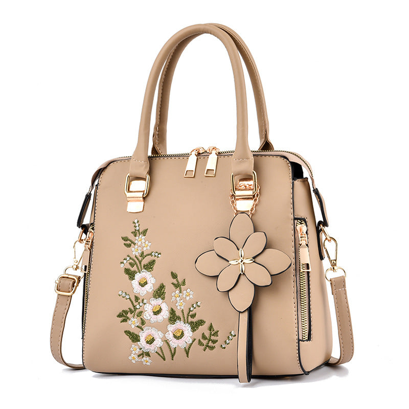 Fashion Flowers Embroidered Handbag | Women's Shoulder Messenger Bags in PU