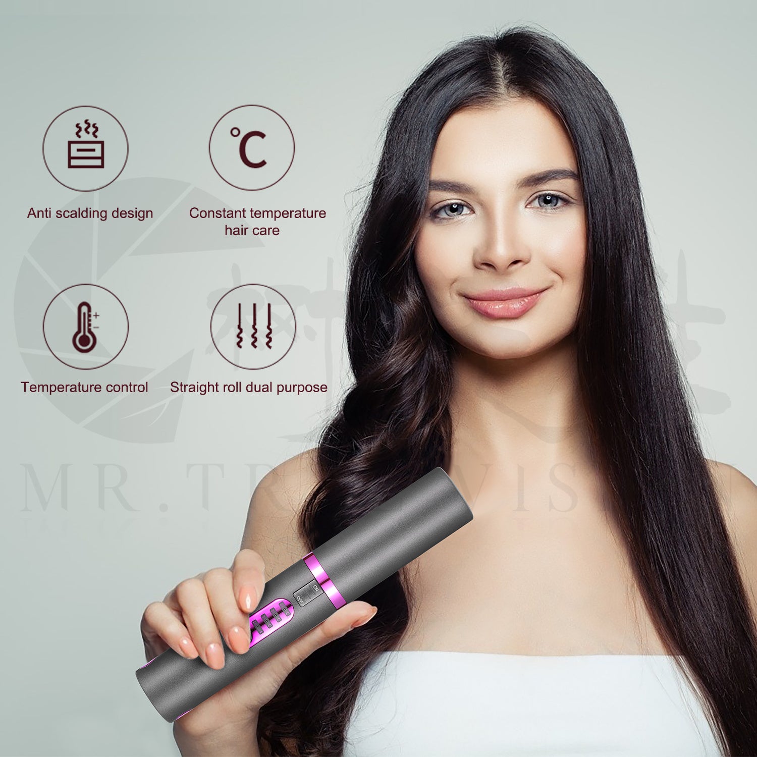 USB Charge Mini Wireless Travel Iron - Dual-Use Ceramic Hair Straightener & Curler