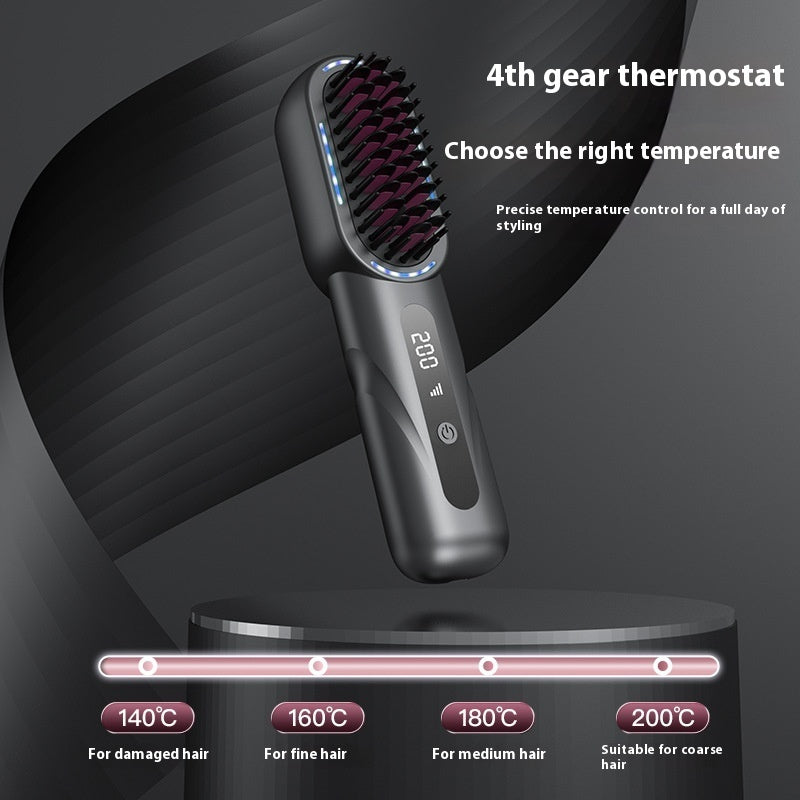 Wireless Hair Straightening Comb with Blue Light Hair Care