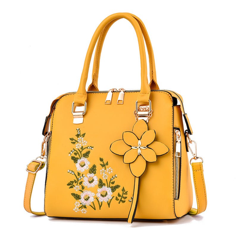 Fashion Flowers Embroidered Handbag | Women's Shoulder Messenger Bags in PU