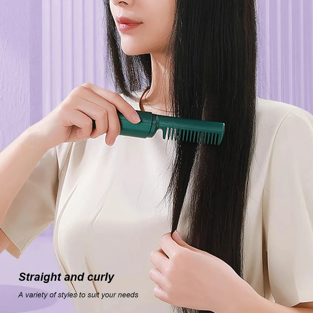 Portable Cordless Hair Straightener Brush – 3D Care & Intelligent Control green