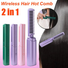 Portable Cordless Hair Straightener Brush – 3D Care & Intelligent Control