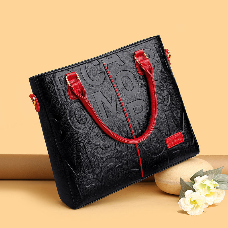 Women's Large Capacity Leather Printing Shoulder Bag