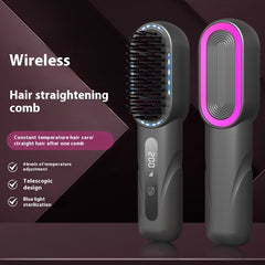 Wireless Hair Straightening Comb with Blue Light Hair Care