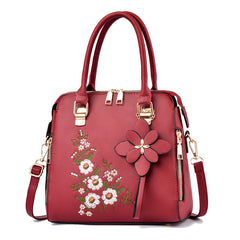 Fashion Flowers Embroidered Handbag | Women's Shoulder Messenger Bags in PU