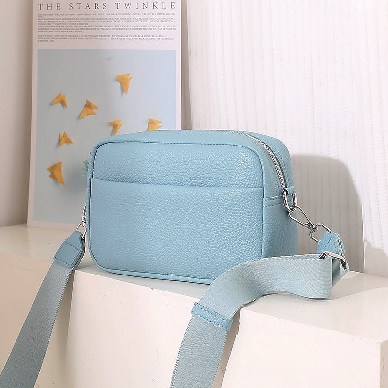 Solid Color Messenger Bag Women's Wide Shoulder Strap Shoulder Bag Small Square Bag