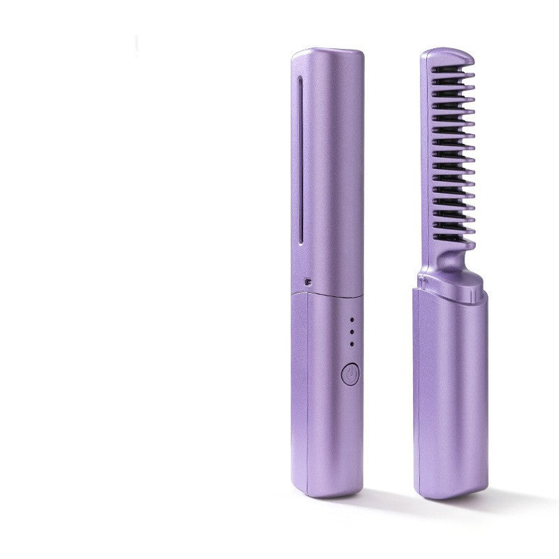 Portable Cordless Hair Straightener Brush – 3D Care & Intelligent Control purple 