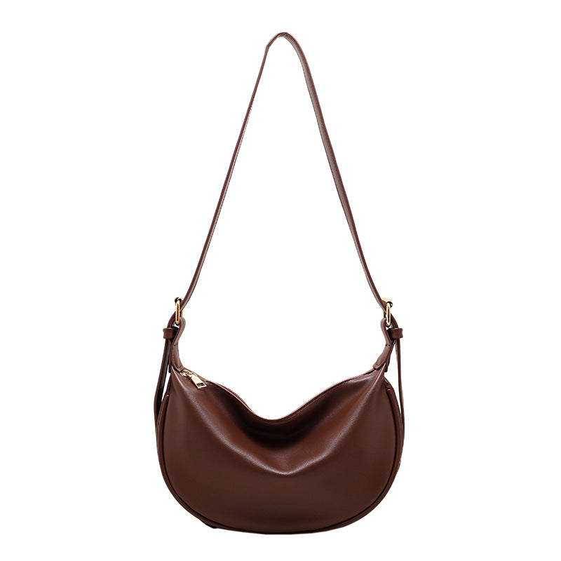 Moon Shape Underarm Bag Solid Color Small Shoulder Messenger Bag